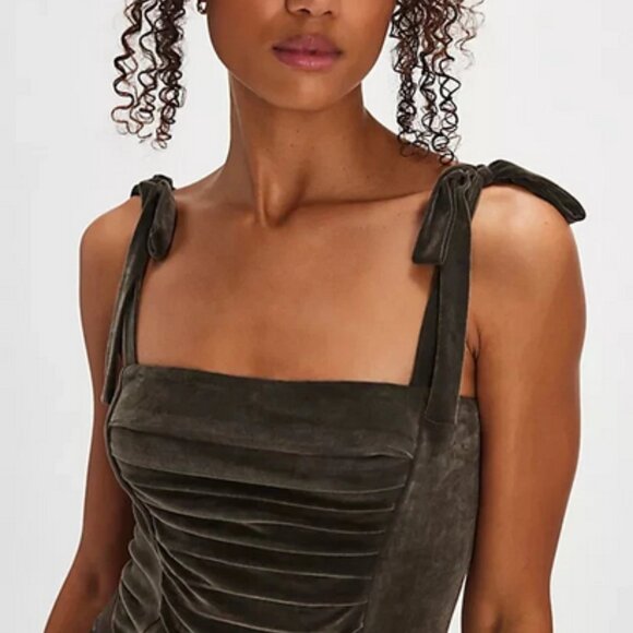 Free People FP One Haven Bodysuit Velvet Square Neck Strap Top S - Picture 3 of 4
